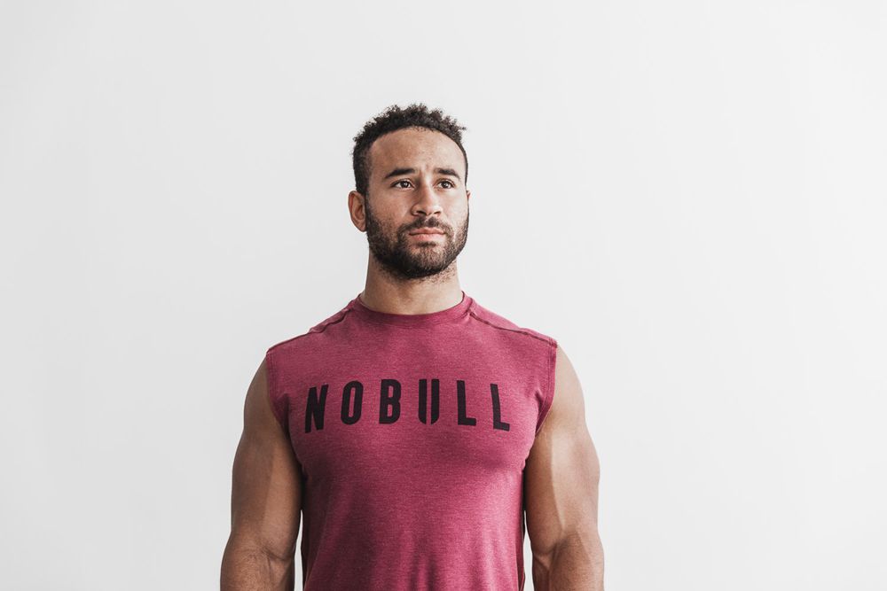 NOBULL Men's Sleeveless Tee - Wine - Ireland (7423QPORT)